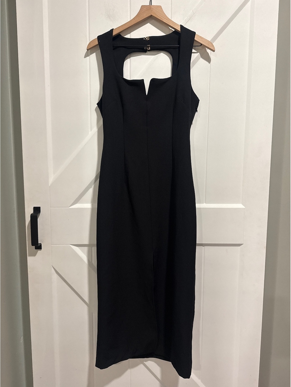 ZARA Black Midi Dress with Back Cutout Detail Size S